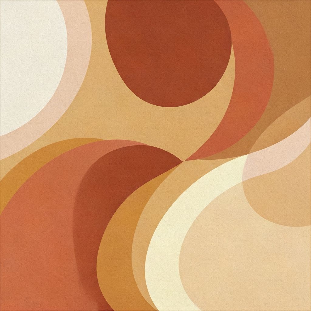 Abstract art inspired by coffee estates with flowing warm terracotta and cream shapes